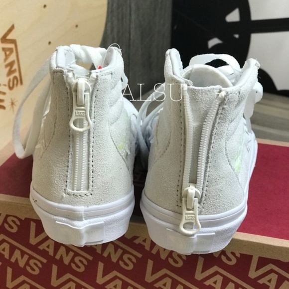 NWT VANS SK8-HI Zip Sequins White Kid’s AUTHENTIC - Picture 4 of 7